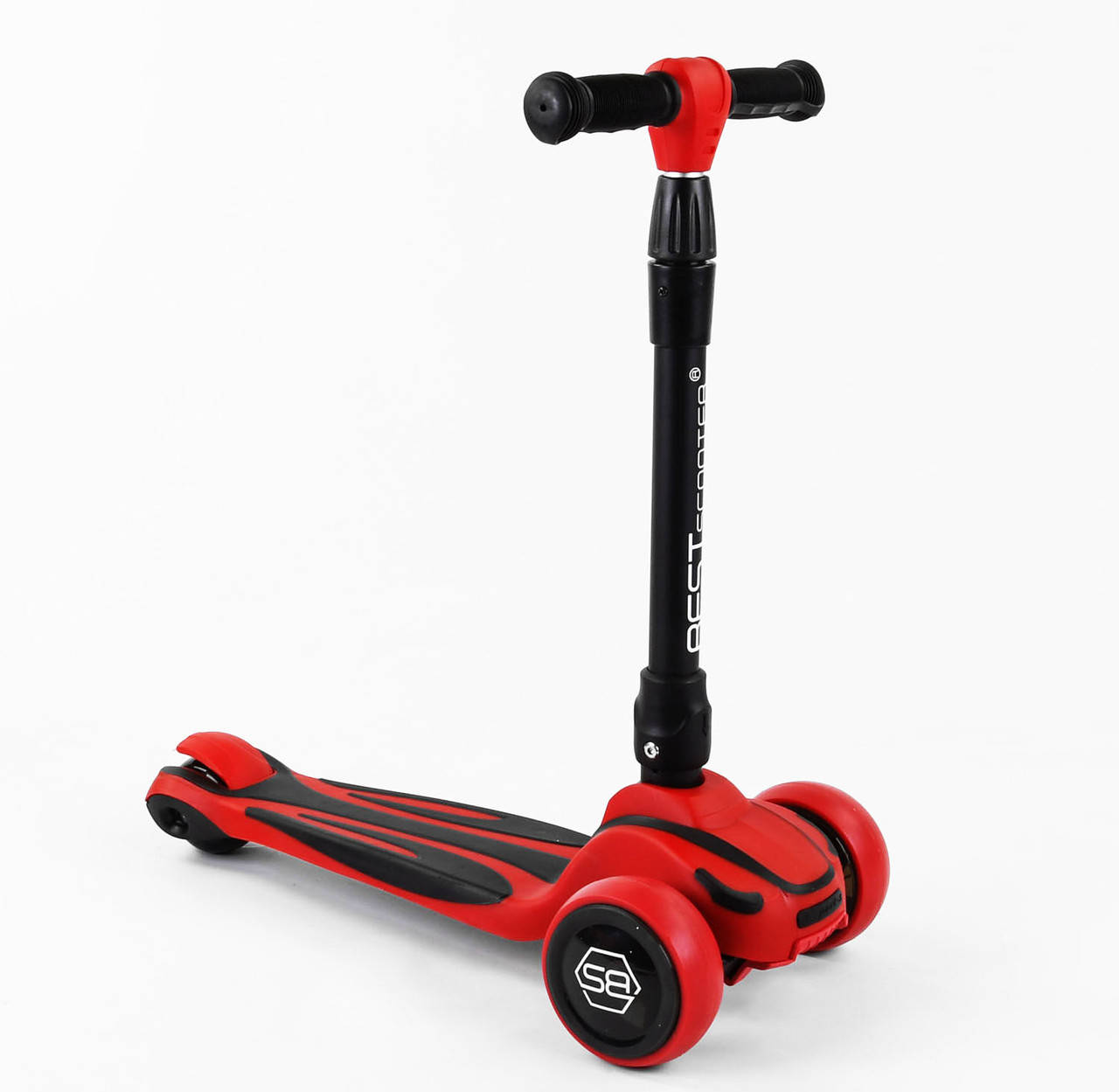 

Детский самокат Best Scoote MAXI Складная ручка Светящиеся колеса красный цвет
