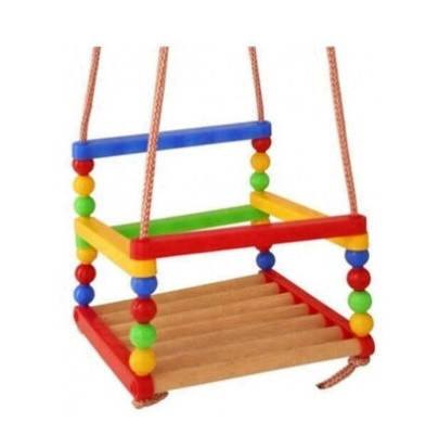 

Качели деревянные подвесные разноцветные