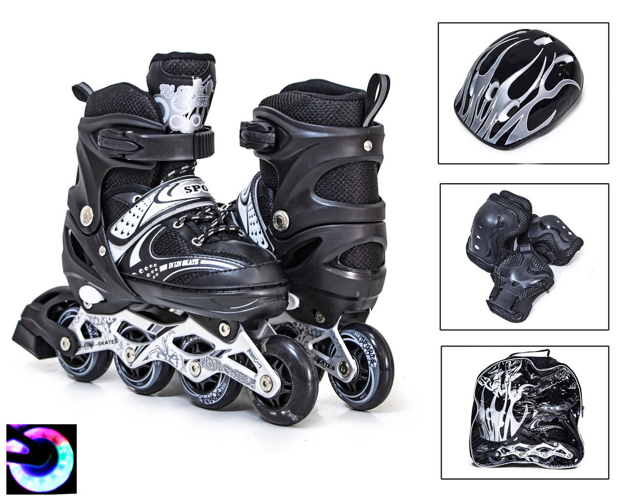 

Комплект Ролики Раздвижные HAPPY SPORT ЧЕРНЫЕ 29-33, Черный