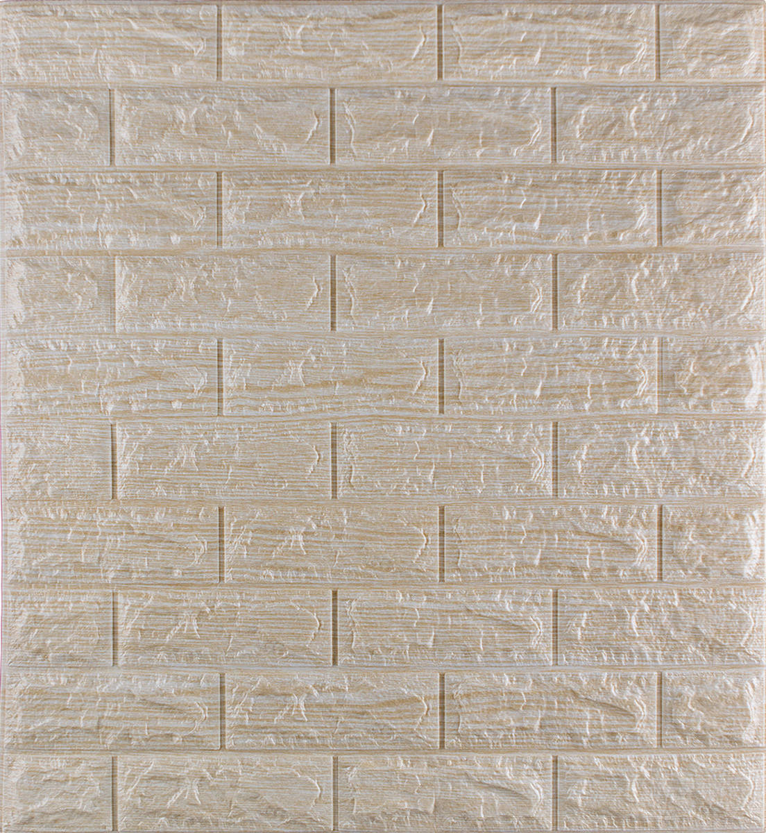 

Самоклеющаяся декоративная 3D панель под светло-бежевый кирпич полоска 700x770x7мм