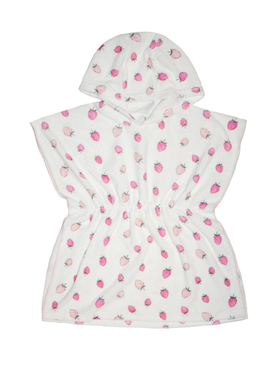 

Полотенце-пончо с капюшоном принт клубничка, Белый