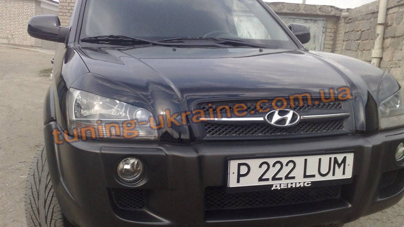 

Реснички на фары для Hyundai Tucson 2004-2009 ровные, Черный