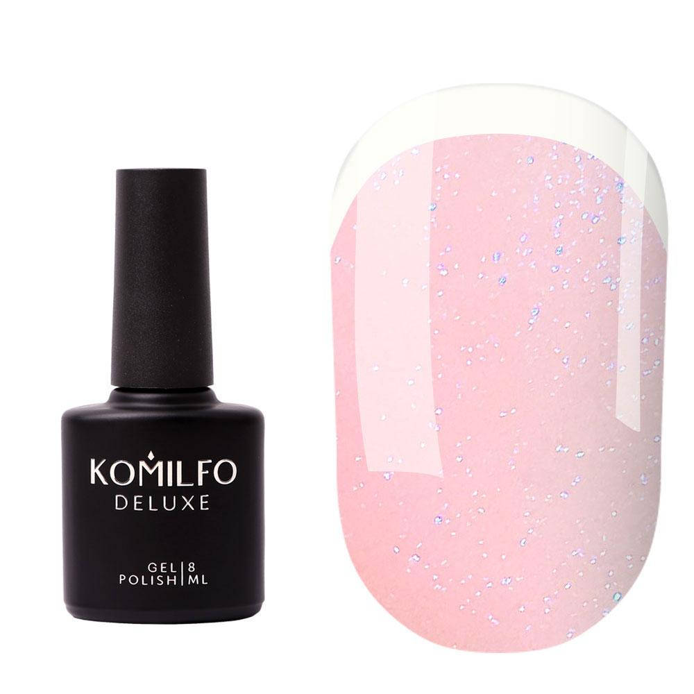 

Komilfo KC Glitter Rubber French Base №KC003 (светло-розовый с голубым микроблеском), 8 мл