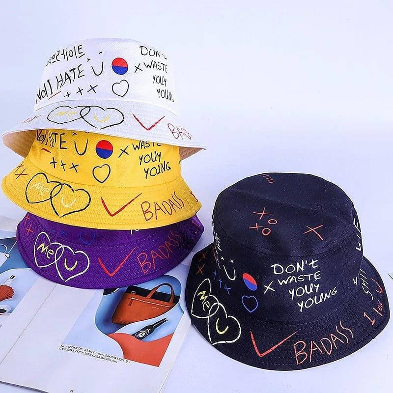 

Панама односторонняя с росписью, хлопковая панама унисекс , женская трендовая панама