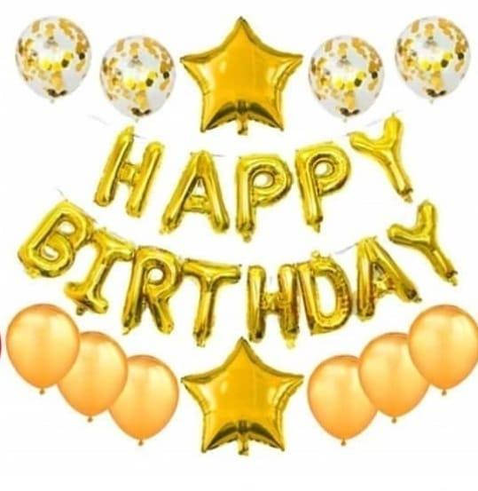 

Набор из шаров с гирляндой HAPPY BIRTHDAY | Золотая звезда