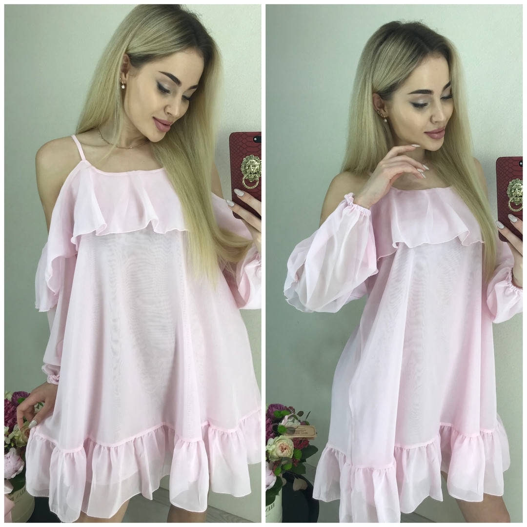 

Свободное платье из шифона, Розовый