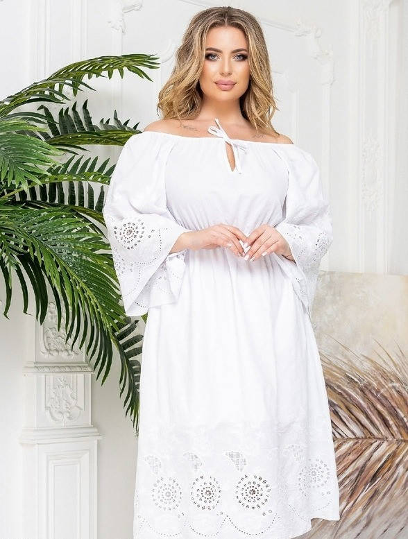 

Белое платье из прошвы большого размера 48-54,56-62