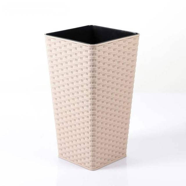 

Вазон квадратный Ротанг высокий 16*16*30 см 2.7 л какао Алеана