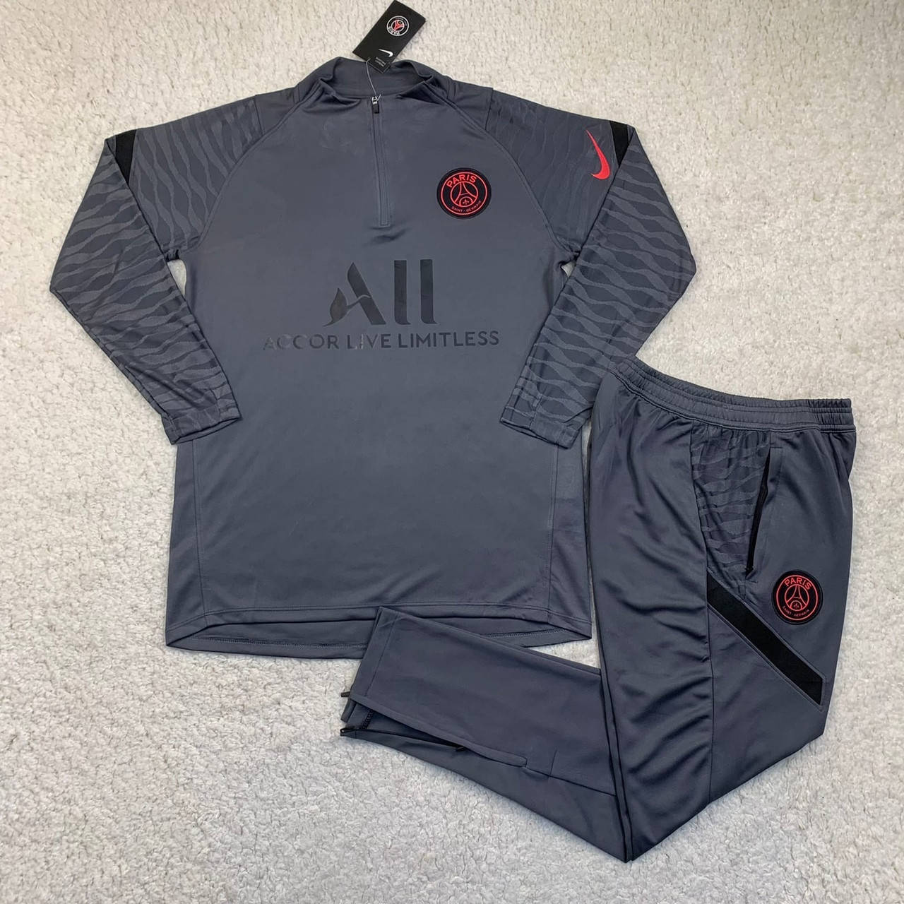 

Тренировочный мужской костюм ПСЖ Джордан 21-22 серый, Темно-синий