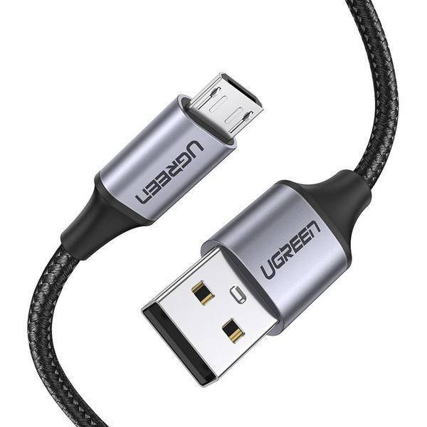 

Кабель UGREEN US290 USB 2.0- micro-USB 3A 1m Metal Black, Черный