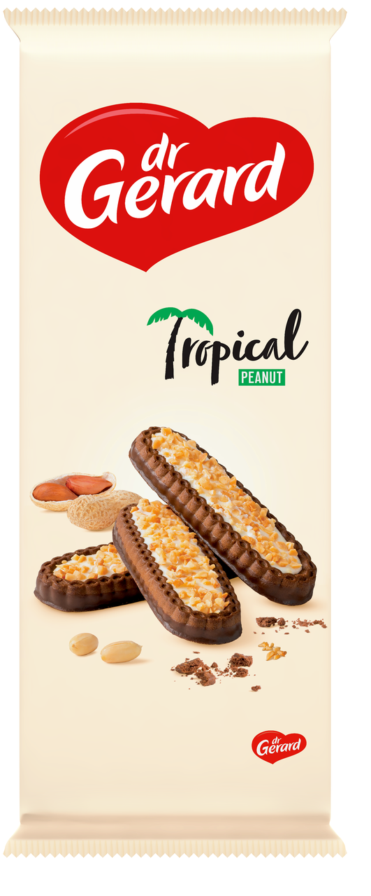

Печенье Tropical с кремовой начинкой и орехами dr.Gerard 180г