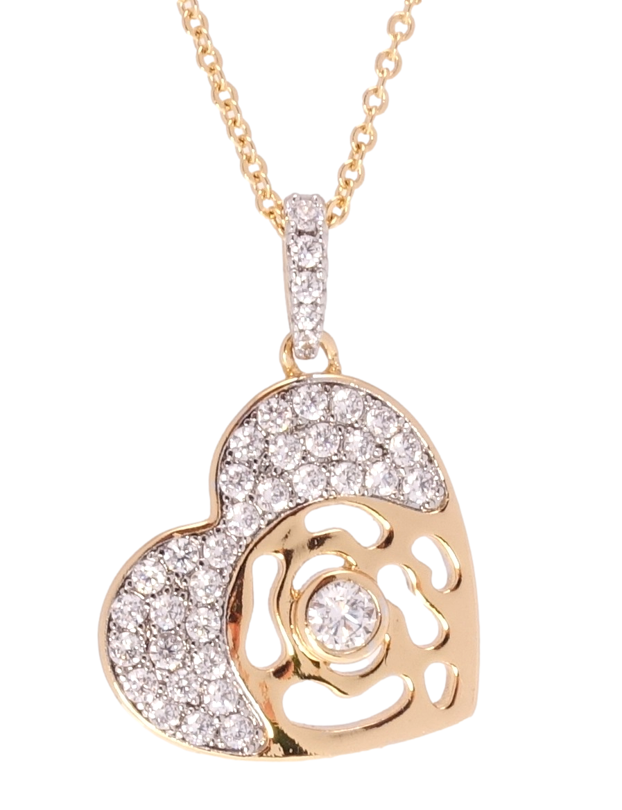 

Подвеска на цепочке Xuping QQMM Позолота 18K + Родий "Сердце с цирконием" длинна 46мм х 1мм