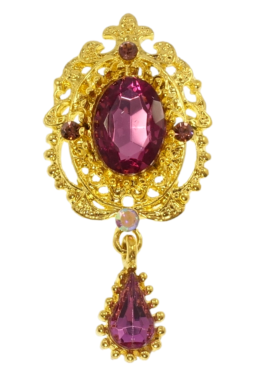 

Брошь "Декоративный узор с бордовыми стразами"