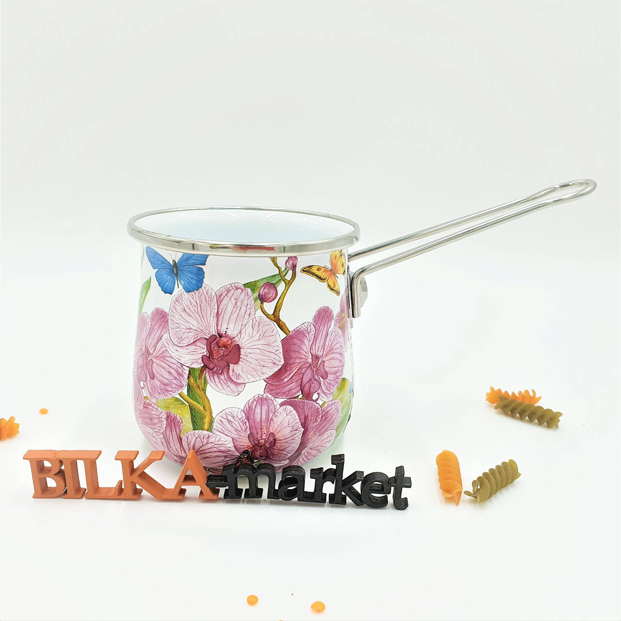 

Ковшик Турка эмалированная Орхидея 600мл Interos Интерос, Розовый