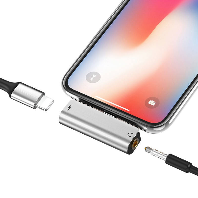 

Переходник для наушников iphone и зарядку Lightning на 3.5мм зарядка и звук Hoco