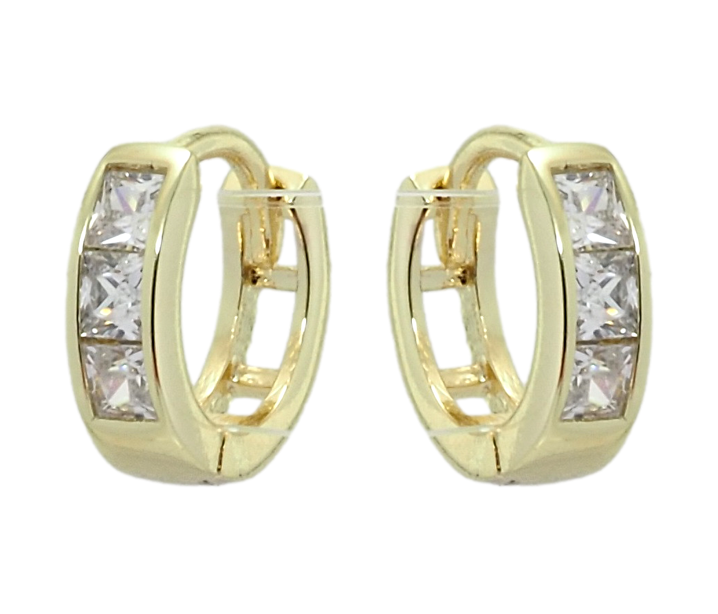 

Серьги Xuping Позолота 14K колечки "Три кристалла"