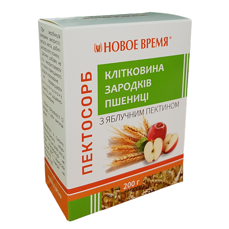 

Клетчатка зародышей пшеницы с яблочным пектином Пектосорб, 200 г, Новое время