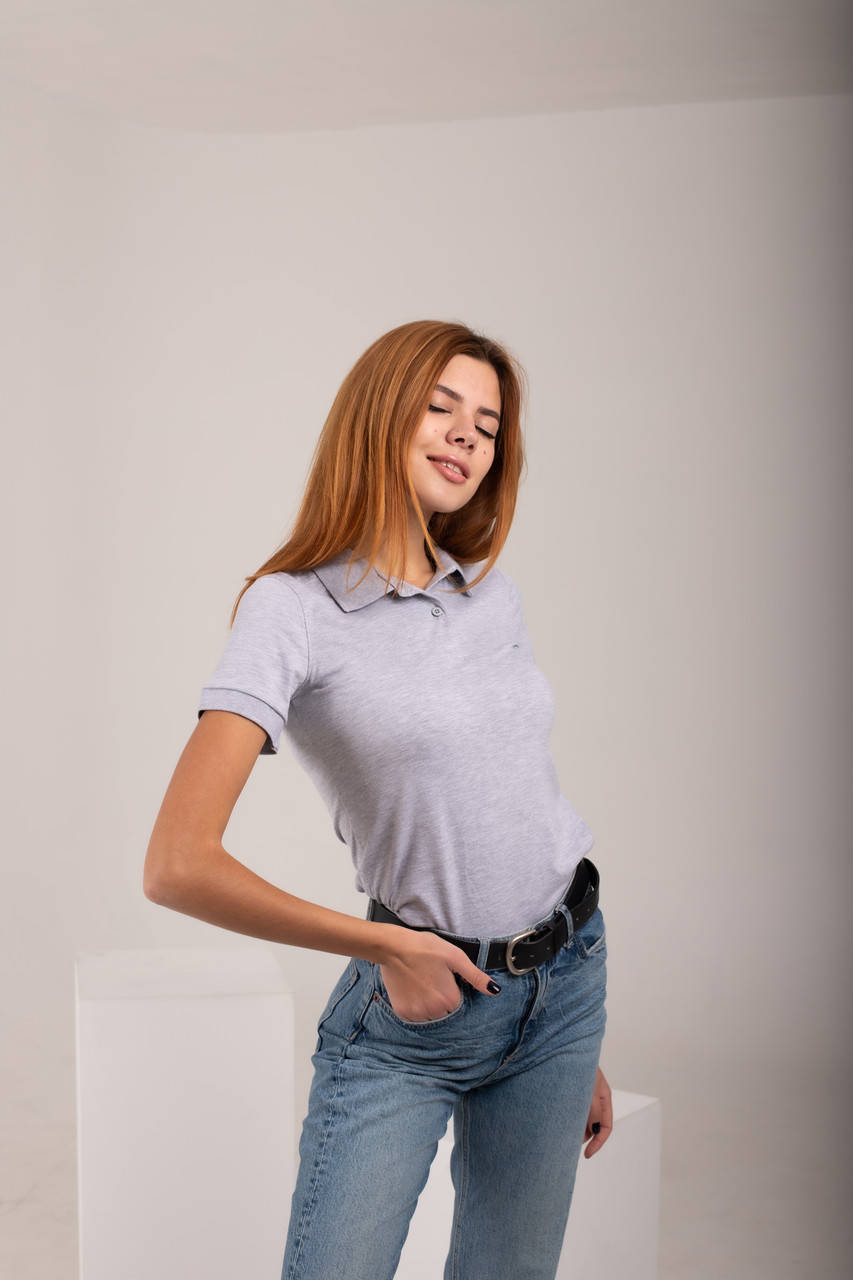 

Футболка женская поло серая, Серый