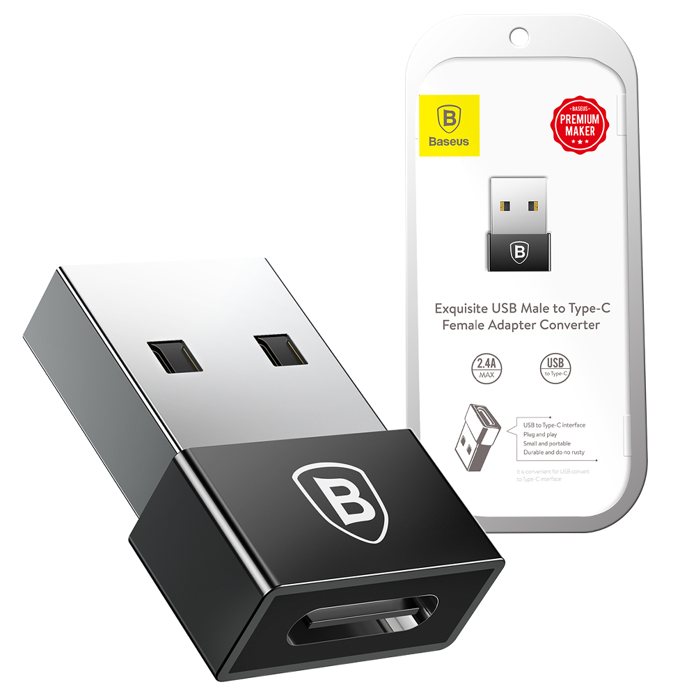 

Адаптер переходник Baseus USB Male to Type-C Female Exquisite Black (CATJQ-A01)