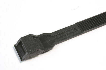 

Хомут с плоским замком, черный, 9х200, полиамид 6.6, Quadro, дкс [26501], Черный