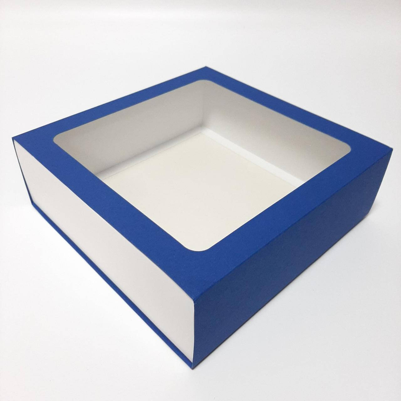 

Коробка - пенал с окном 200х200х65 мм. (синяя), Синий