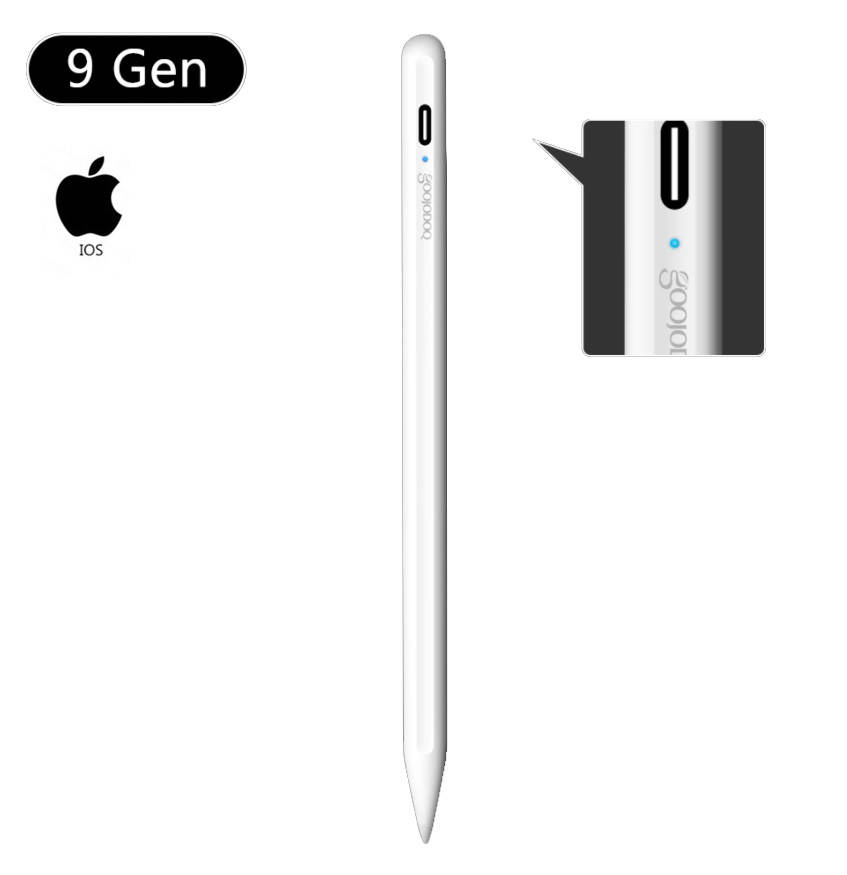 

Стилус для планшета Apple iPad 2018-2021 Goojodoq 9 Gen Magnetic Type-C 1.2mm White, Белый