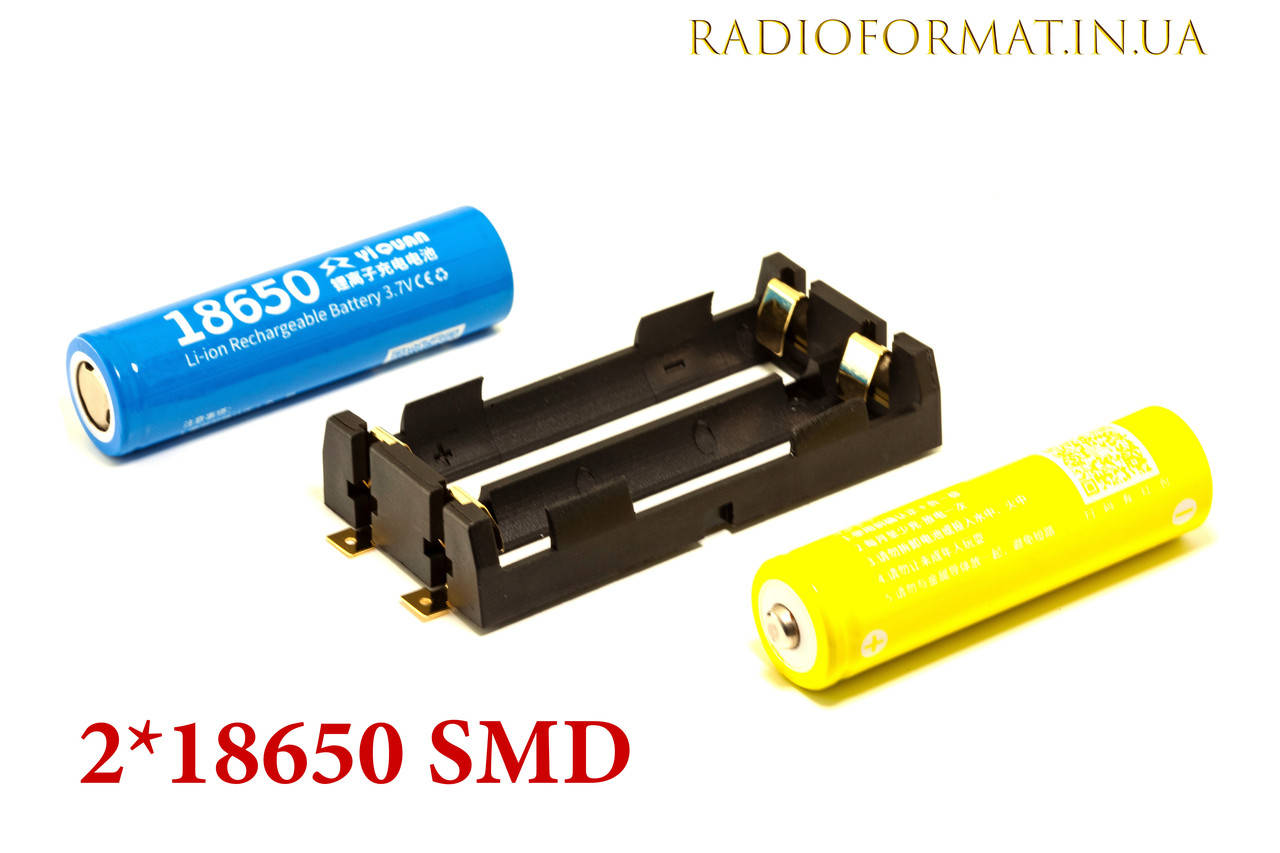 

Батарейный отсек для 2*18650 SMD c контактами для установки на плату