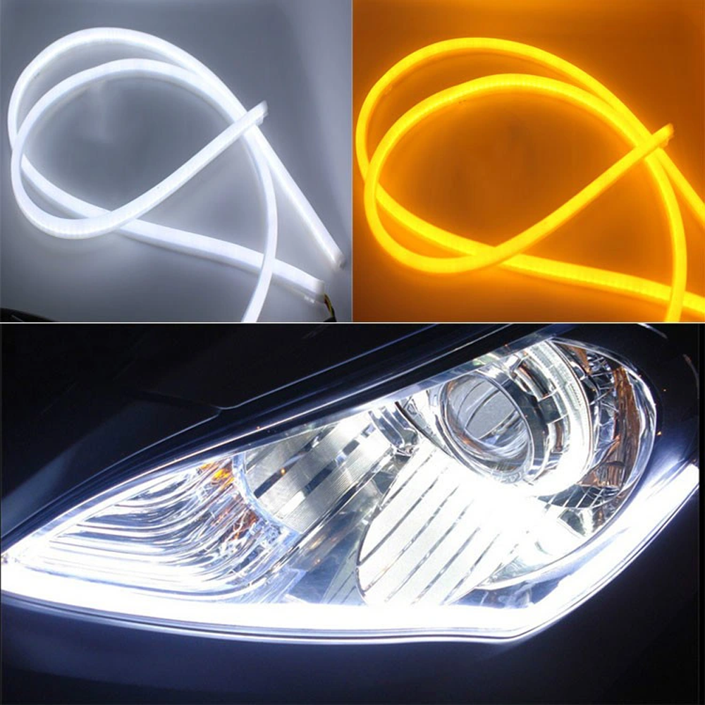 

Гибкие ходовые Led огни 2 шт по 60 см с бегущим поворотом / Белый ДХО + желтый поворот