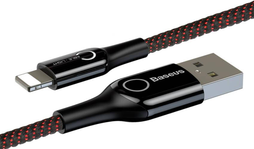 

Кабель зарядный Baseus C-shaped Light Intelligent Power-Off Cable 1 м Black (CALCD-01), Черный