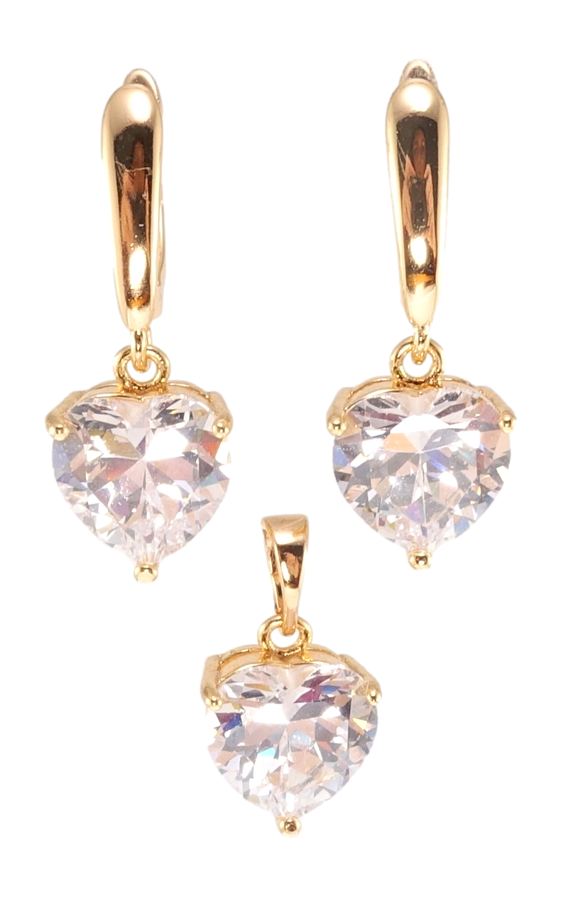 

Набор Xuping M&L желтый оттенок Серьги Кулон "Кристальные сердечки"