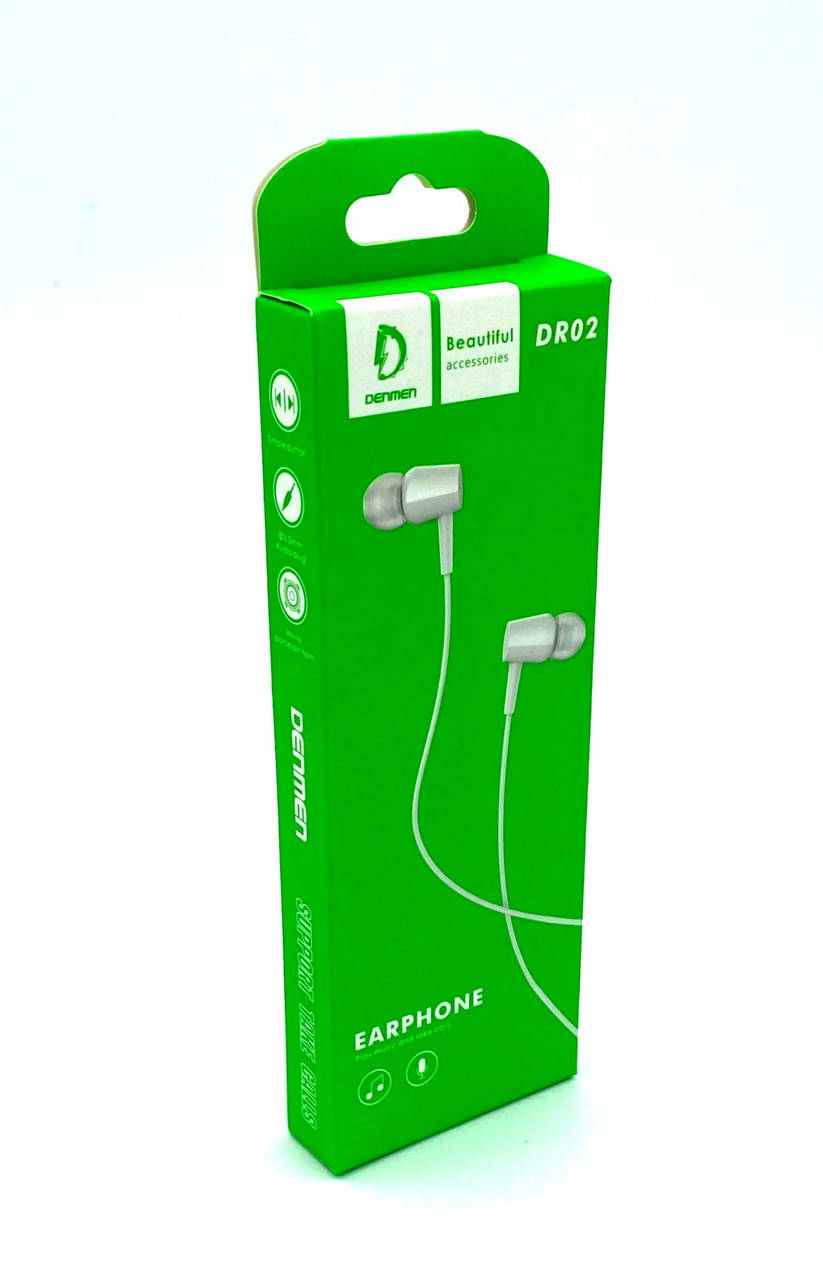 

Наушники проводные с микрофоном DENMEN DR02 White, Белый
