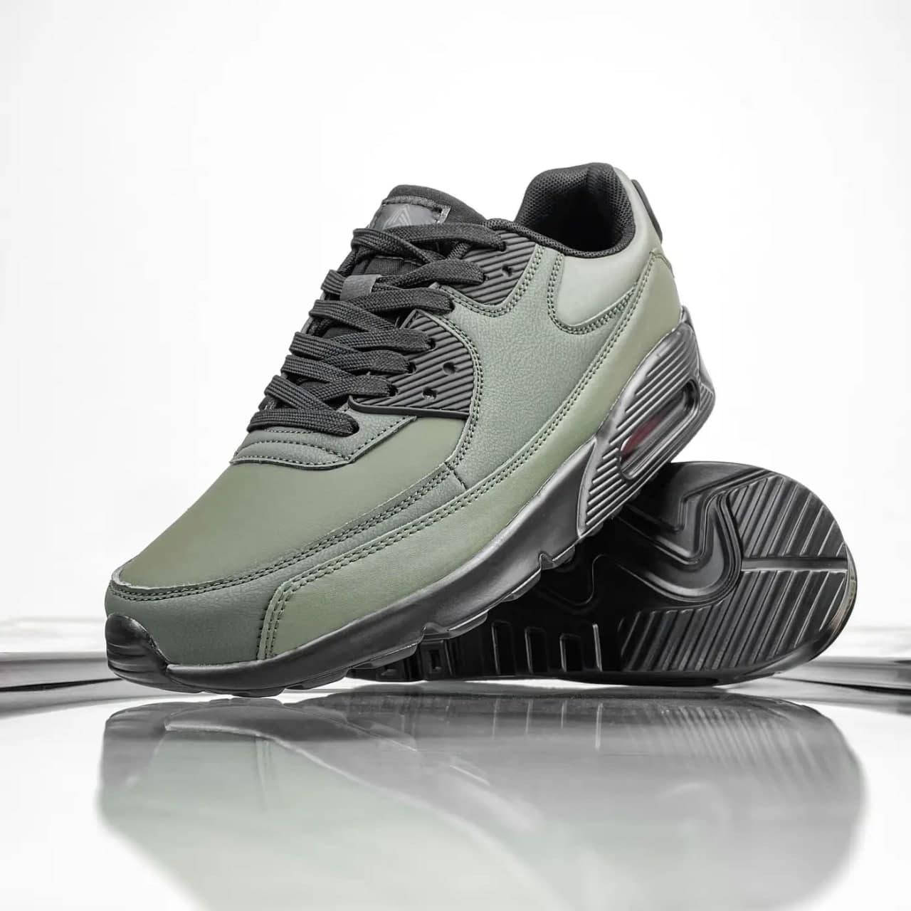 

Кроссовки мужские Air Max 90 цвета хаки демисезонные кожаные 42