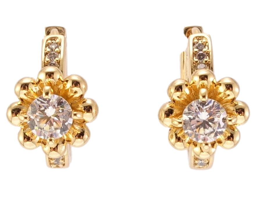 

Серьги Xuping Позолота 18K колечки "Цветочки с цирконием"
