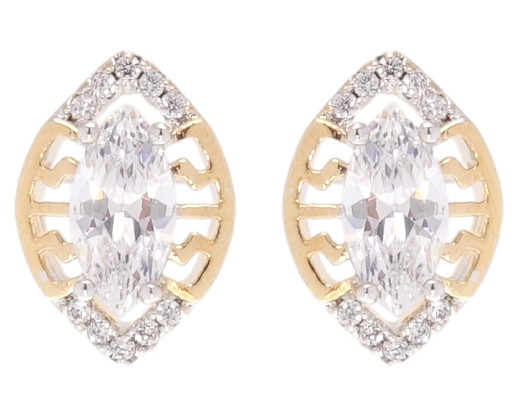 

Серьги Xuping Позолота 18K + Родий гвоздики (пусеты) "Декоративный орнамент с фианитом"