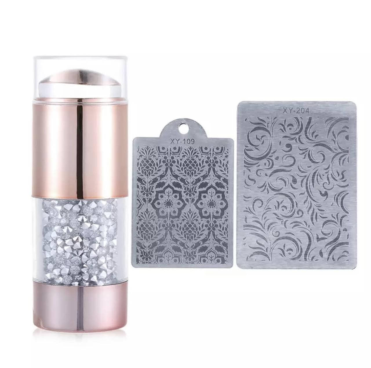 

Штамп+скрапер 2 в 1 для стемпинга Серебро, Разные цвета