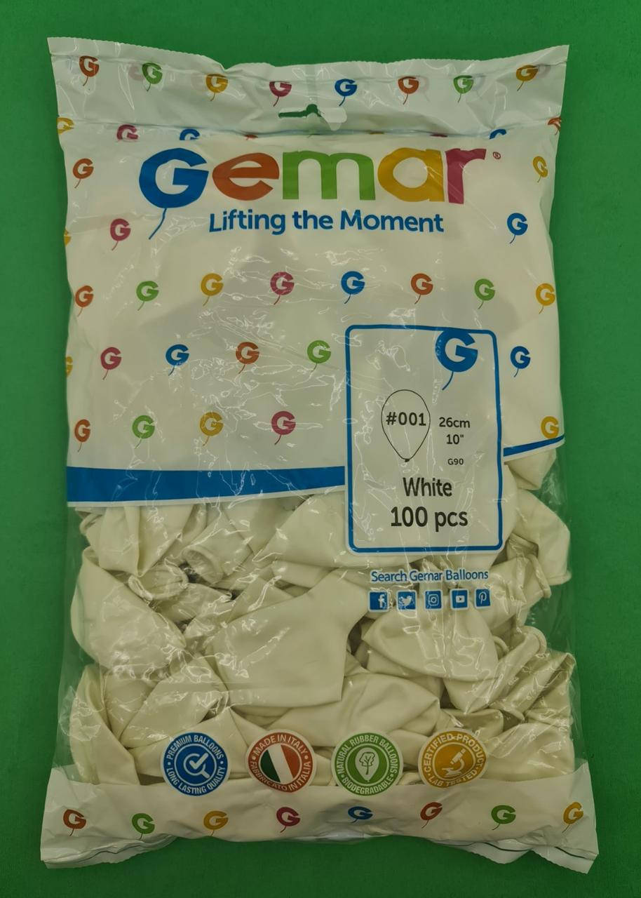 

Воздушные шары пастель белый 10" (25 см) Gemar 100 шт (1 пач)