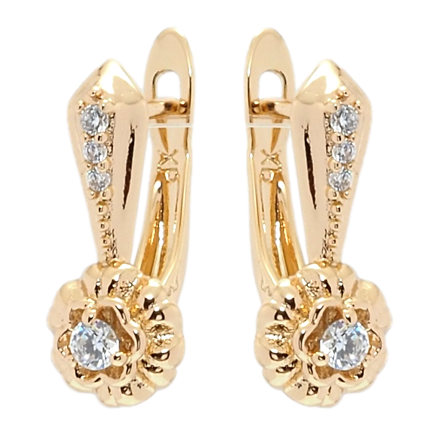 

Серьги Xuping Позолота 18K английский замок "Цветочки с цирконием"