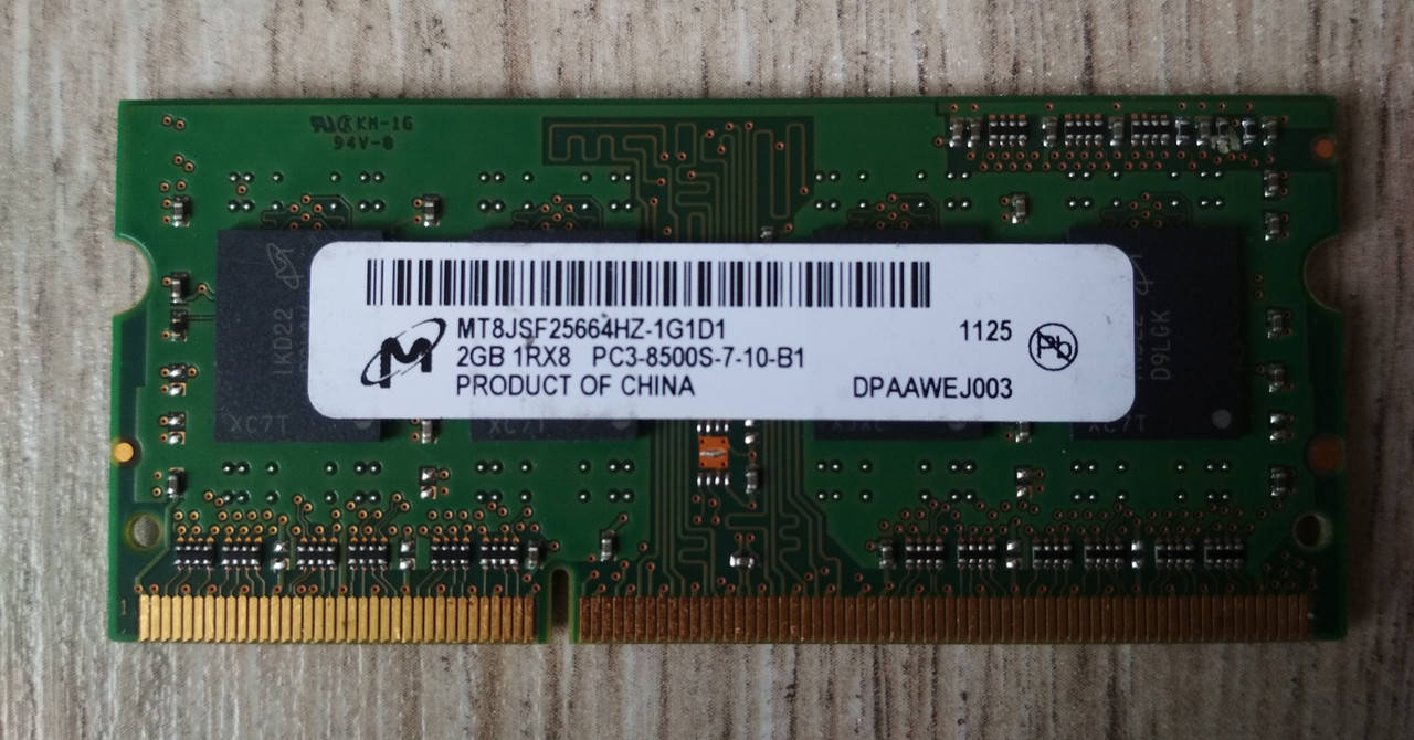 

Для ноутбука 2GB DDR3 1066MHz Micron PC3 8500S 1Rx8 RAM Оперативная память