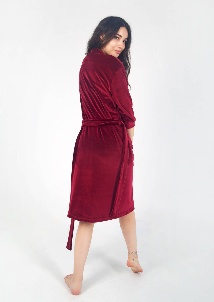 

Халат женский велюровый на запах бордо