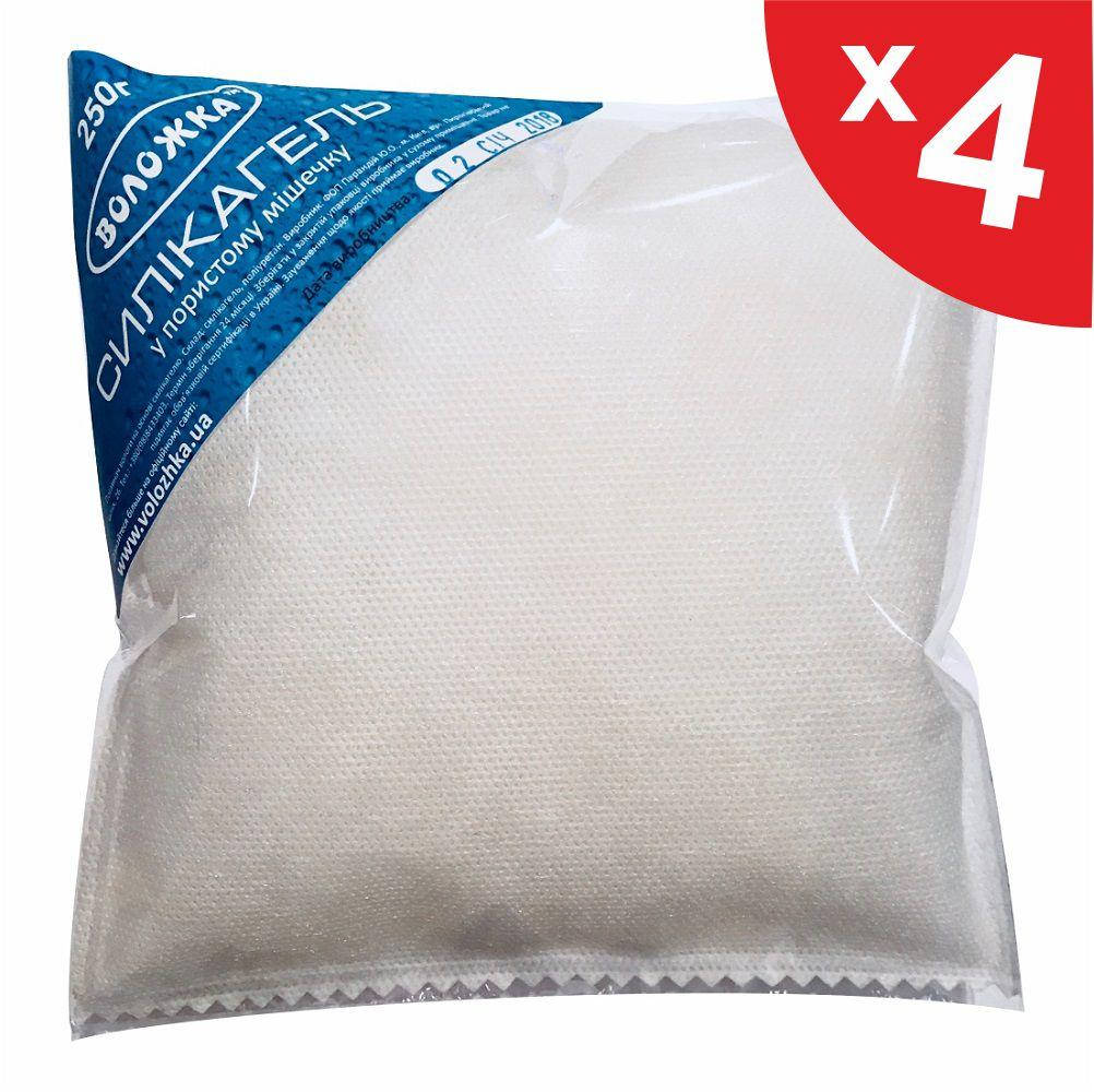 

4 влагопоглотителя ВОЛОЖКА для салона авто и шкафа силикагель 250 г осушитель