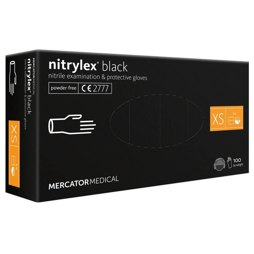 

Нитриловые перчатки Mercator Nitrylex Black размер  черные (50 пар, Черный