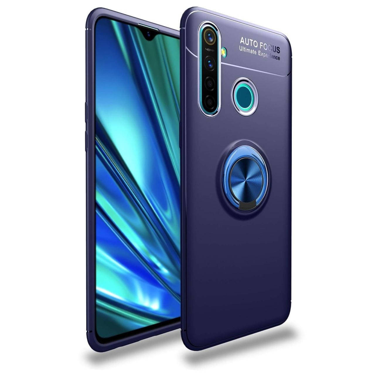 

Чехол TPU Ring для Realme 6i бампер противоударный с кольцом Blue