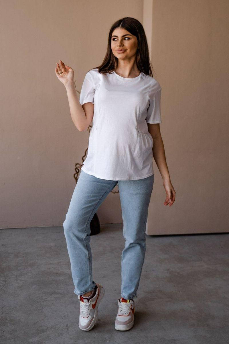 

Стильные джинсы для беременных голубые прилегающего силуэта бандажна резинка под животик, Джинсы для вагітних