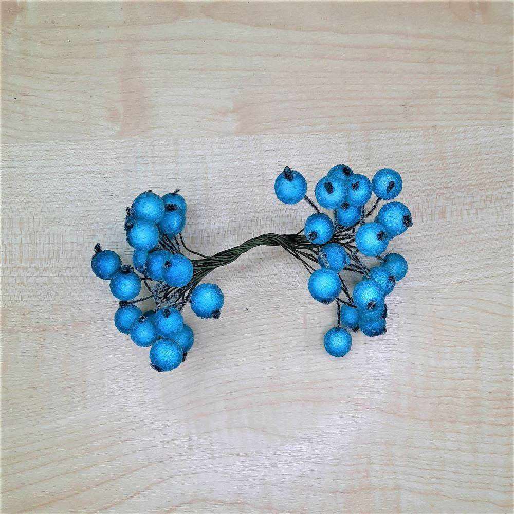 

Сахарные ягоды декоративные голубые на проволоке 40шт., Голубой