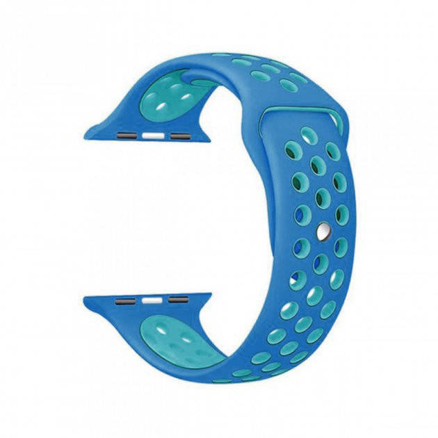 

Ремешок для Apple Watch 38mm/40mm/42mm/44mm Series 1/2/3/4 в стиле Nike Sport Band синий с голубым
