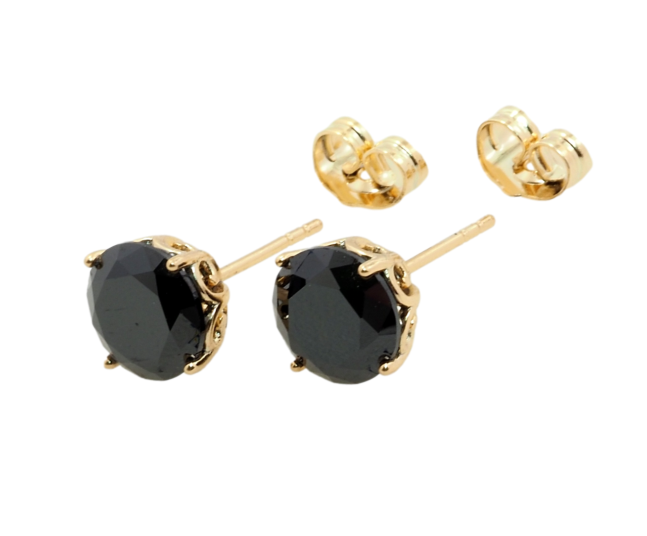 

Серьги Xuping Позолота 18K гвоздики (пусеты) "Черные фианиты в 4-х крапановой ажурной оправе" ø 9мм
