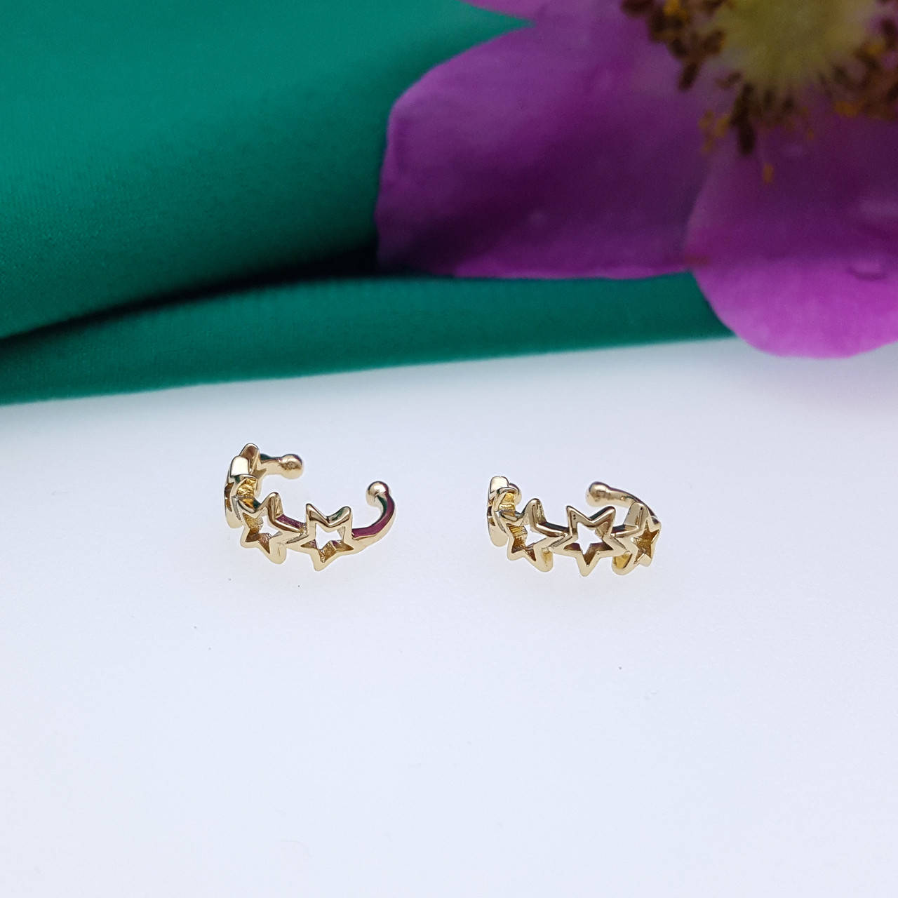 

Серьги Каффы "Созвездие", без камней, медсталь Xuping, 18К