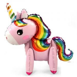 

Фольгированный шарик КНР 3D (60х54 см) Единорог розовый яркий ходячка, Разные цвета