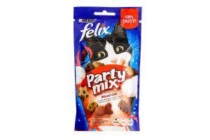 

Лакомство для взрослых кошек (Гриль Микс) Party Mix Felix 60г. со вкусом курицы, говядины и лосося 0.06 кг