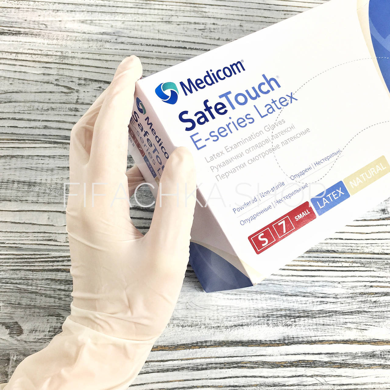 

Перчатки латексные опудренные Medicom Safetouch Natural "" натуральный цвет, Белый